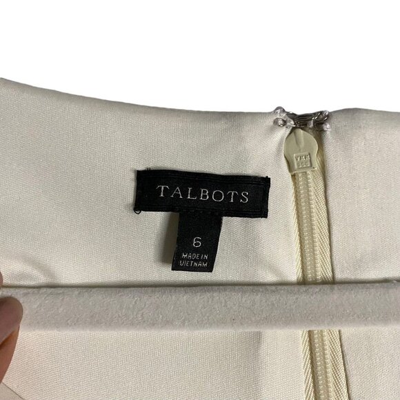 Talbots Women's Cream/Black Rayon Blend Sleeveless Midi Dress - Picture 4 of 7